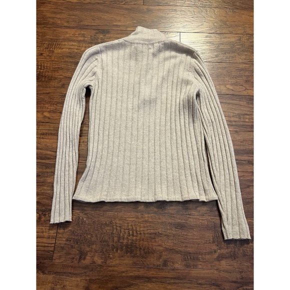 El Daws Cashmere Small Tan 1/4 Zip Ribbed Sweater - Picture 8 of 8